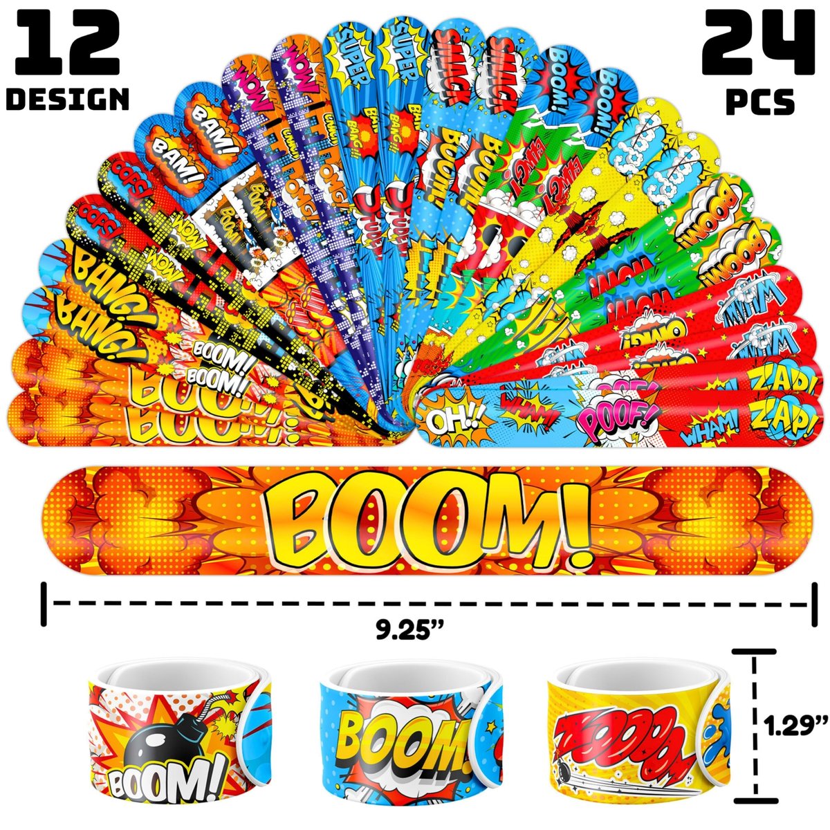 Cherisnowy 72-Piece Hero Party Set: 48 Temporary Tattoos & 24 Slap Bracelets for Kids' Birthday, Baby Shower, Classroom Rewards, and Party Decor - görsel 5