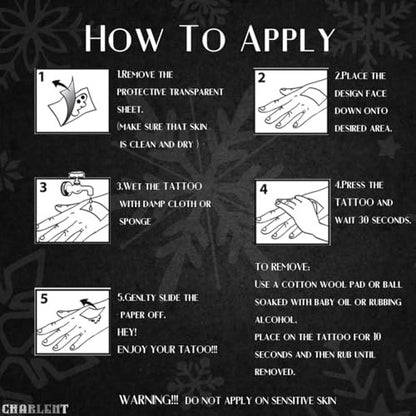 CHARLENT Snowflake Semi-Permanent Tattoos for Women Adults - Realistic Fake Tattoos Last 2 Weeks, Waterproof, Fades Naturally, Dark Blue