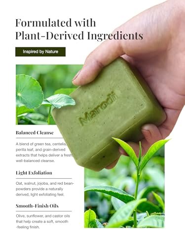 Marodi Body Scrub Bar Soap - Korean Exfoliating Body Wash Bar with Green Tea & Centella Extract, 7 Oz (200g), Subtle Fruity Citrus Scent, Deep Cleaning, Moisturizing & Refreshing, Sunrise Mist - görsel 8