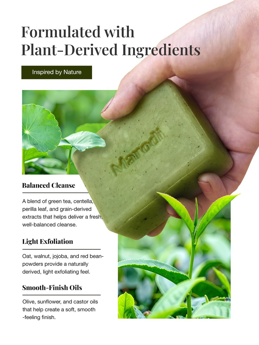 Marodi Body Scrub Bar Soap - Korean Exfoliating Body Wash Bar with Green Tea & Centella Extract, 7 Oz (200g), Subtle Fruity Citrus Scent, Deep Cleaning, Moisturizing & Refreshing, Sunrise Mist - görsel 7