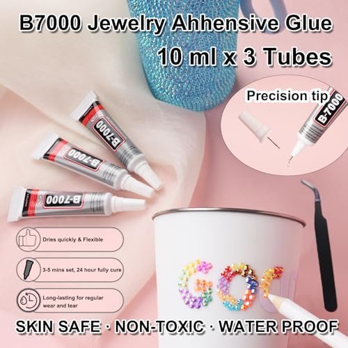 2 Boxes Rhinestones for Bedazzling Kits, Multicolor 3mm & Silver Clear 2-6mm Resin Flatback Gems with 3x B7000 Glue for DIY Crafting - görsel 10