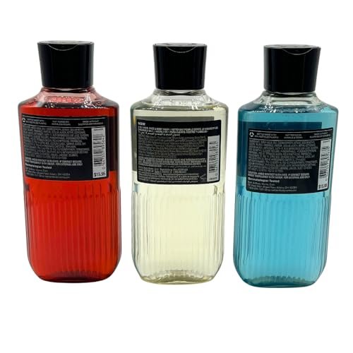 Bath & Body Works Bourbon, Noir, Ocean Men's Collection 3-in-1 Hair, Face & Body Wash Gift Set (3 x 10 fl oz) Avelisse