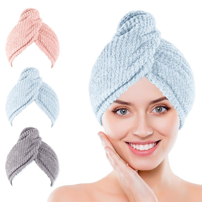 Kldnkig Microfiber Hair Towel for Women, 3 Pack | Drying Wrap for Curly Hair, Anti-Frizz Hair Care Accessory, Ideal Christmas Stocking Stuffer