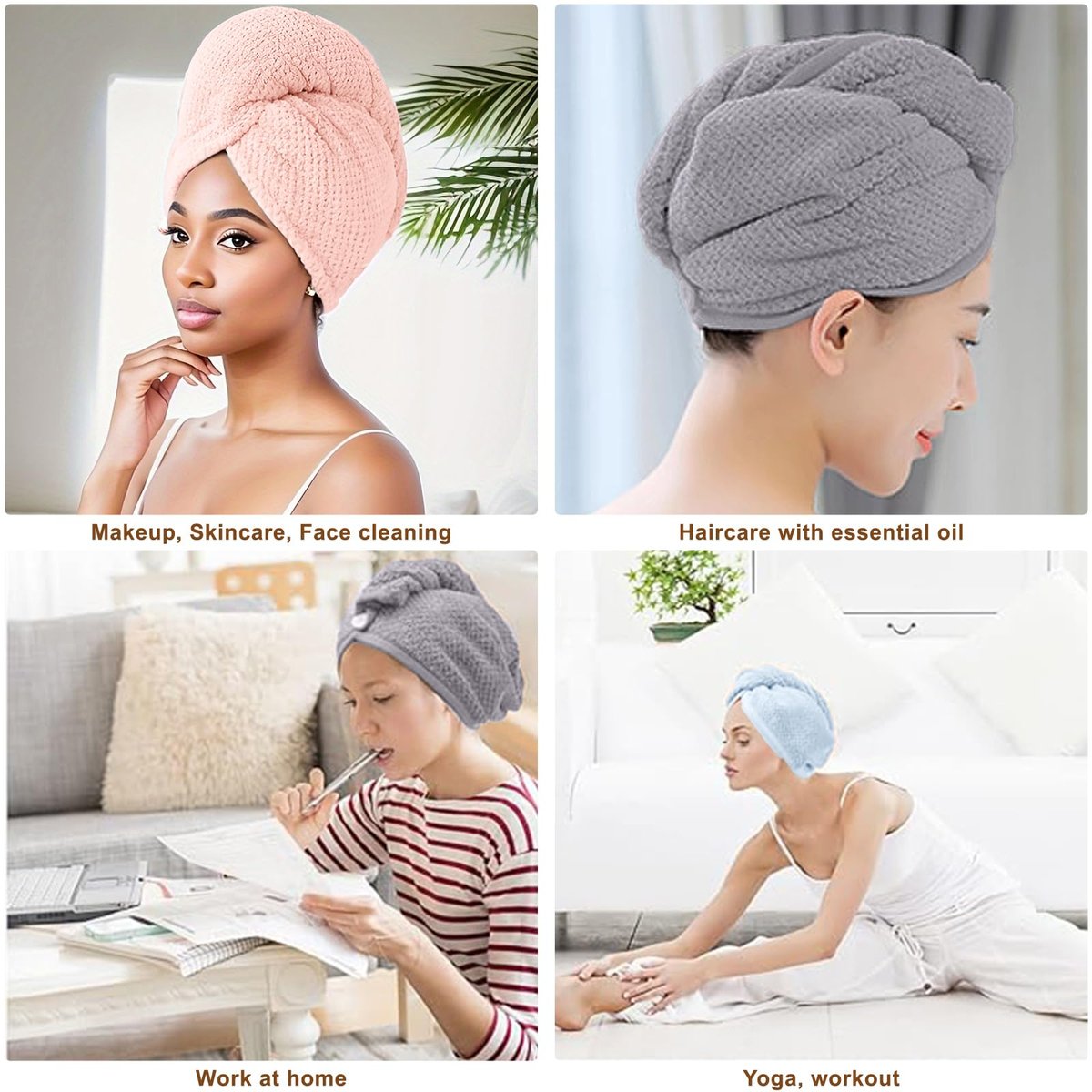 Kldnkig Microfiber Hair Towel for Women, 3 Pack | Drying Wrap for Curly Hair, Anti-Frizz Hair Care Accessory, Ideal Christmas Stocking Stuffer - görsel 5