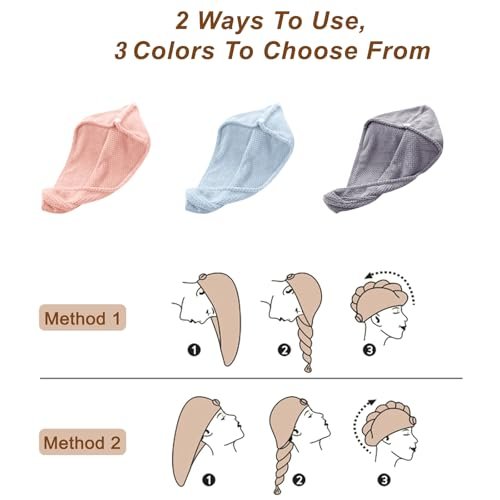 Kldnkig Microfiber Hair Towel for Women, 3 Pack | Drying Wrap for Curly Hair, Anti-Frizz Hair Care Accessory, Ideal Christmas Stocking Stuffer - görsel 10