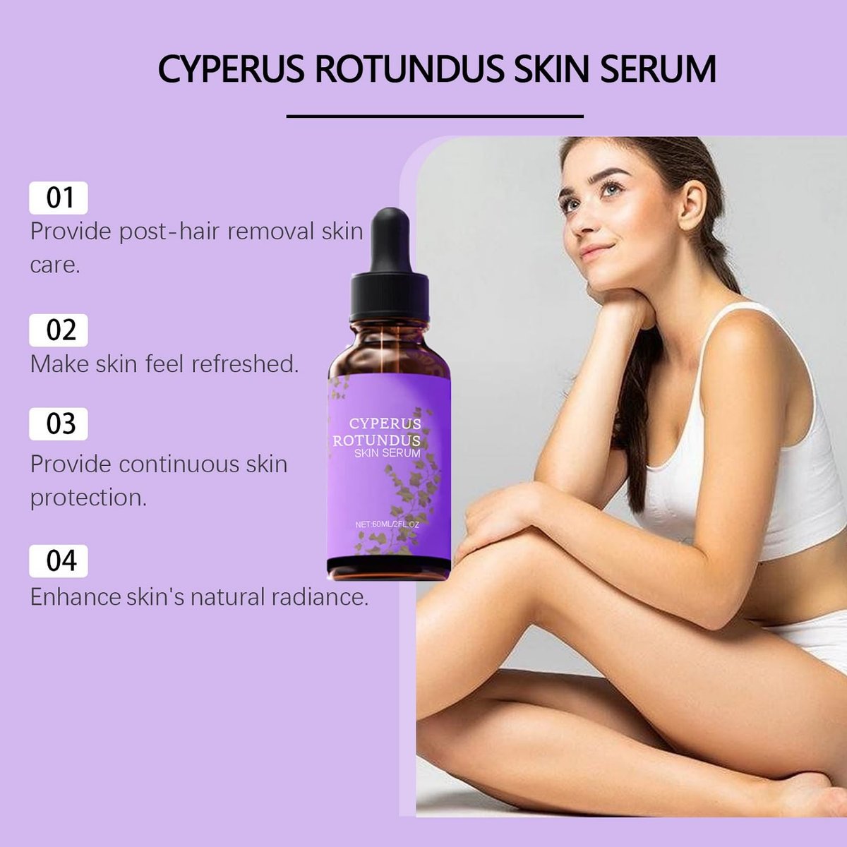 LOYOTICE 3-Pack Cyperus Rotundus Skin Serum – Natural Oil for Hair Removal, Moisturizing & Soothing Body Oil, Balances Skin Tone, Reduces Body Hair Avelisse