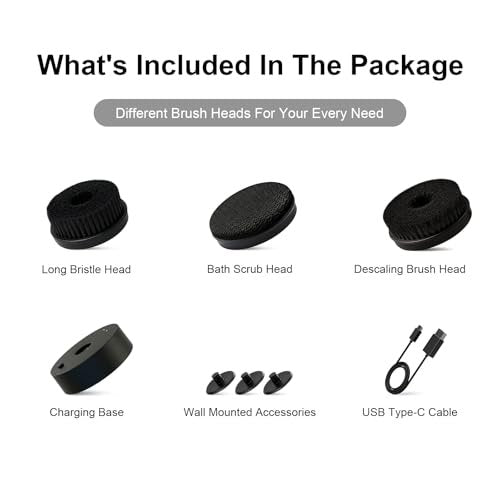 Electric Body Brush Back Scrubber for Shower - Waterproof Long Dual Handle Power Body Scrubber with 3 Heads, 2 Speeds, for Cleansing, Exfoliating and Massaging Skin, Black Avelisse