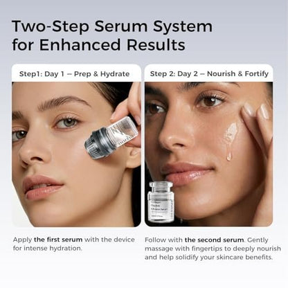 Micro Infusion System for Face & Neck | Titanium Needle Cosmetic Stamp with Hydra Microneedling Serum (Peptides & Hyaluronic Acid) – 0.25mm Home Infusion Set, All Skin Types Avelisse