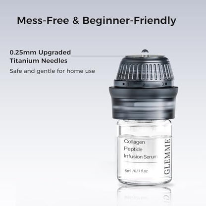 Micro Infusion System for Face & Neck | Titanium Needle Cosmetic Stamp with Hydra Microneedling Serum (Peptides & Hyaluronic Acid) – 0.25mm Home Infusion Set, All Skin Types Avelisse