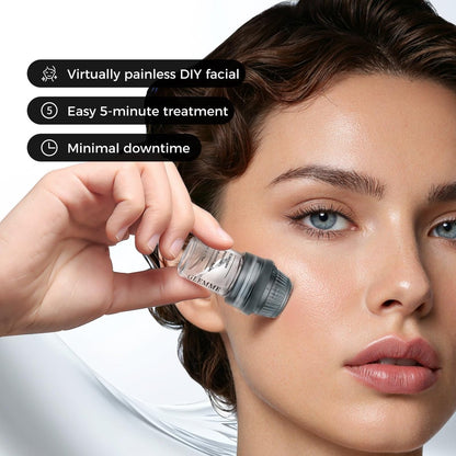 Micro Infusion System for Face & Neck | Titanium Needle Cosmetic Stamp with Hydra Microneedling Serum (Peptides & Hyaluronic Acid) – 0.25mm Home Infusion Set, All Skin Types Avelisse