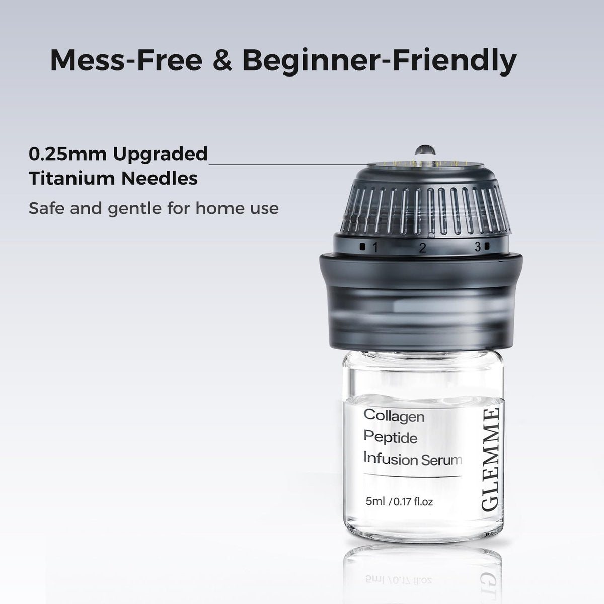 Micro Infusion System for Face & Neck | Titanium Needle Cosmetic Stamp with Hydra Microneedling Serum (Peptides & Hyaluronic Acid) – 0.25mm Home Infusion Set, All Skin Types Avelisse