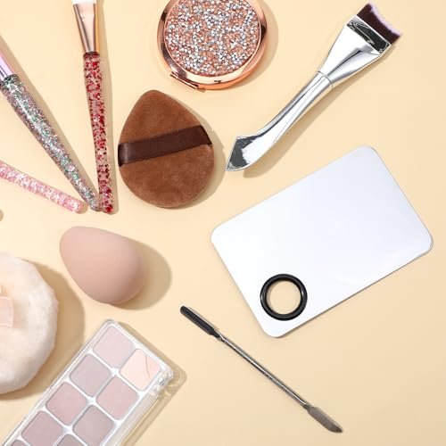 Matwsec 3-Piece Makeup Mixing Palette Set - Foundation Palette with Spatula & Double-Ended Brush for Cream, Liquid & Nail Art Blending - görsel 14