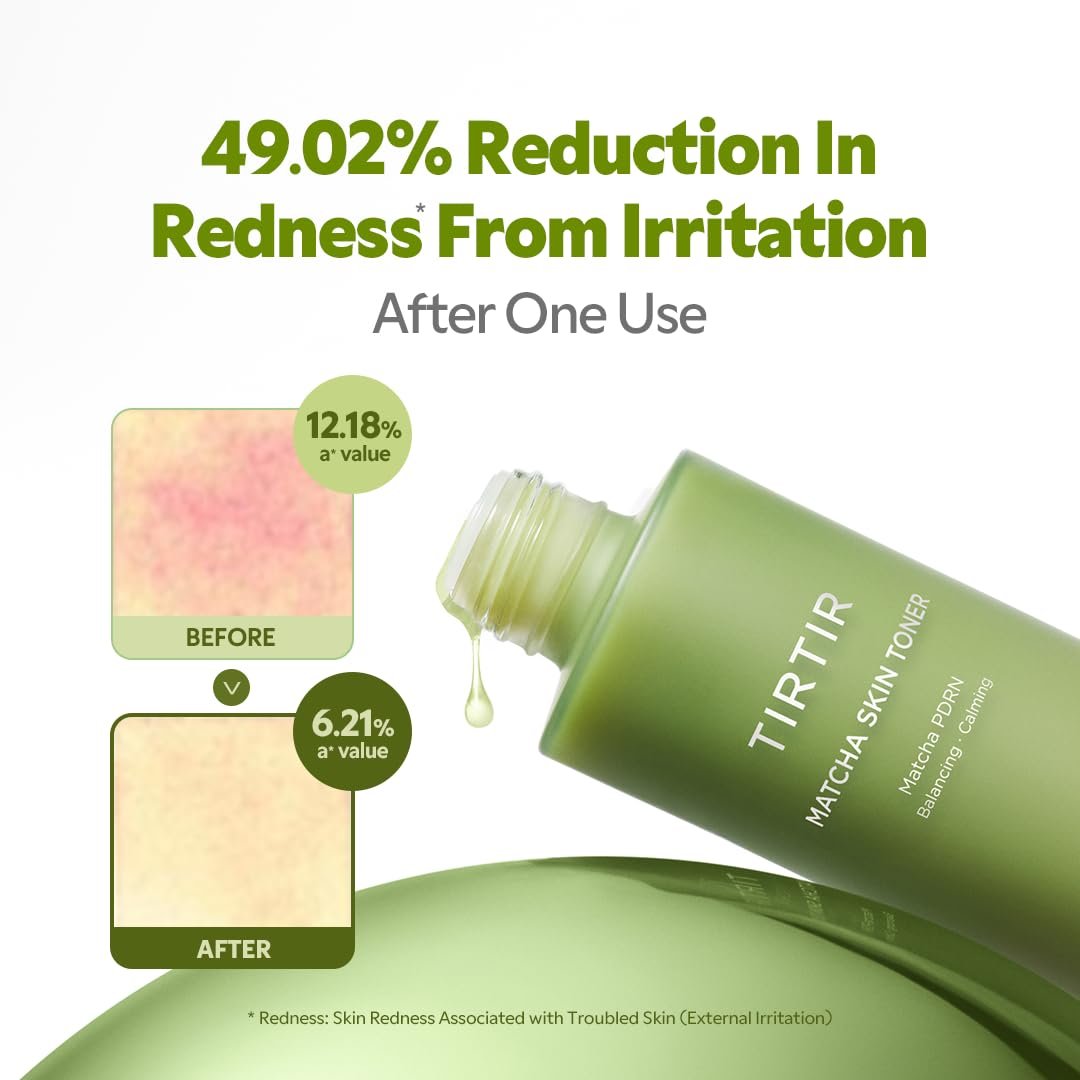 TIRTIR Matcha PDRN Skin Toner 5.07 Fl Oz | Hydrating Korean Daily Anti-Redness Soothing Facial Toner for Sensitive Skin Avelisse