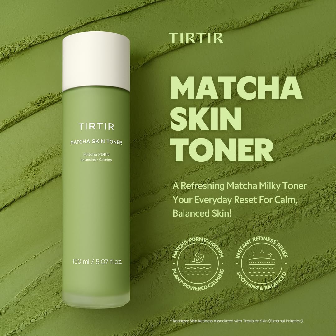 TIRTIR Matcha PDRN Skin Toner 5.07 Fl Oz | Hydrating Korean Daily Anti-Redness Soothing Facial Toner for Sensitive Skin Avelisse