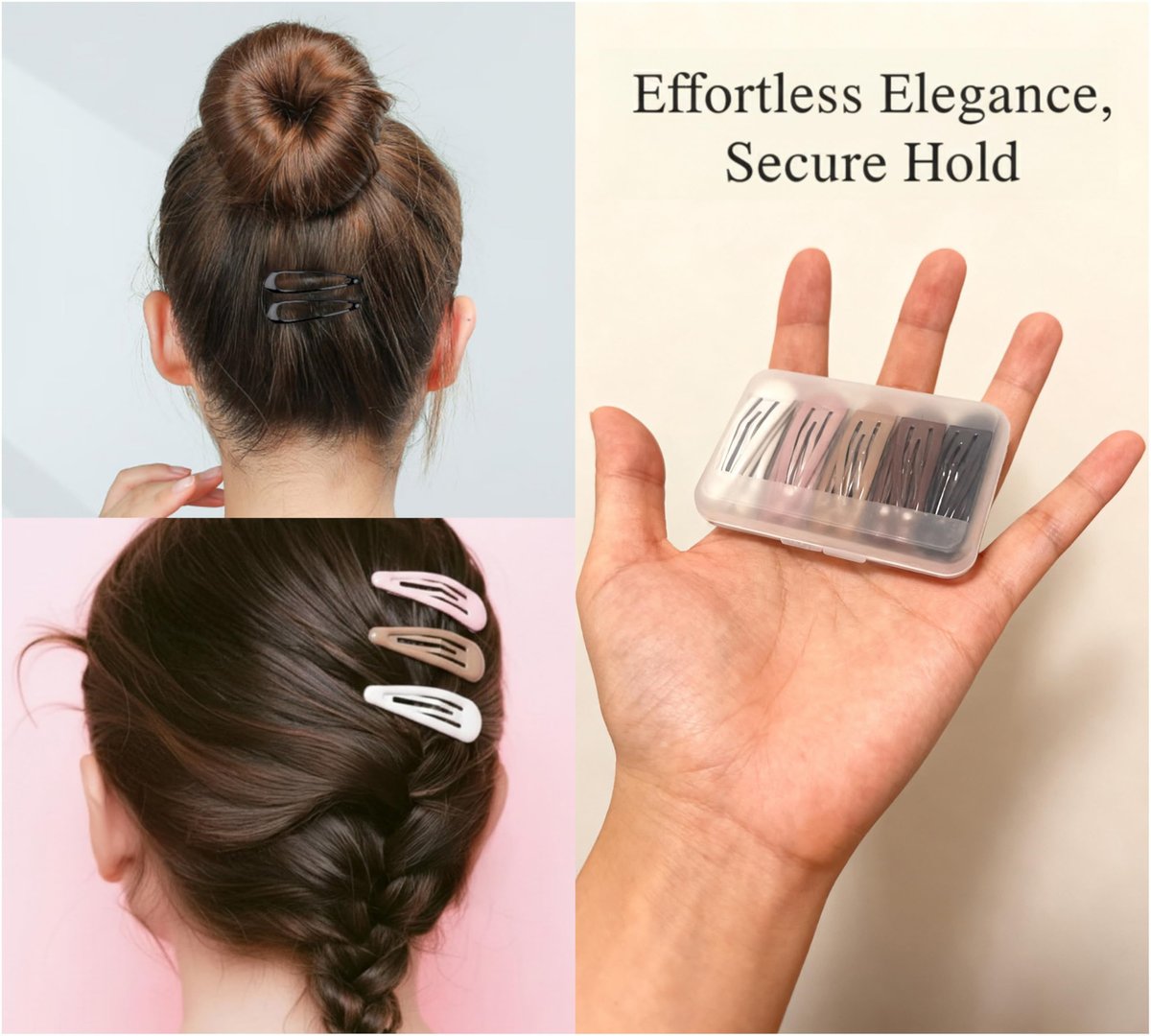 HXIELEC 25-Pack Water Drop Snap Hair Clips - Non-Slip Glossy Coated Metal Barrettes for Women & Girls, 5 Colors with Storage Box - görsel 7