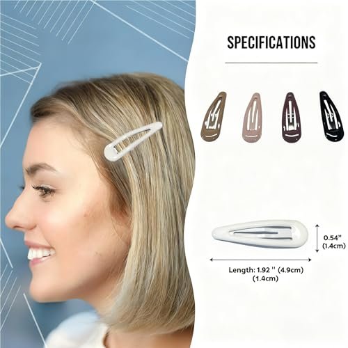 HXIELEC 25-Pack Water Drop Snap Hair Clips - Non-Slip Glossy Coated Metal Barrettes for Women & Girls, 5 Colors with Storage Box - görsel 6