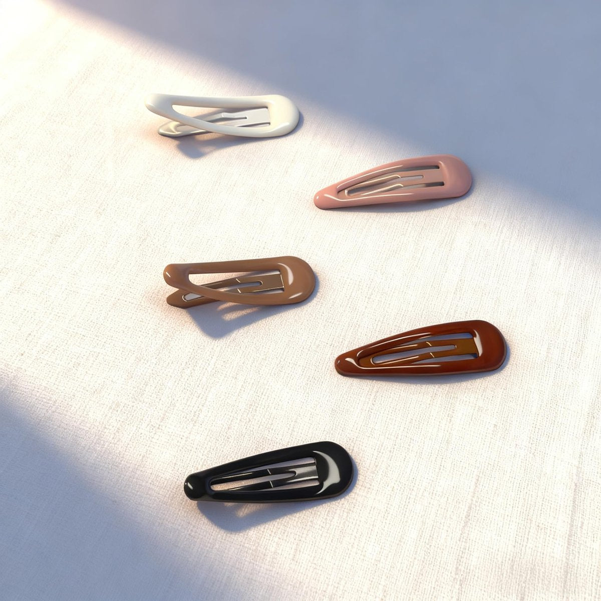 HXIELEC 25-Pack Water Drop Snap Hair Clips - Non-Slip Glossy Coated Metal Barrettes for Women & Girls, 5 Colors with Storage Box - görsel 3