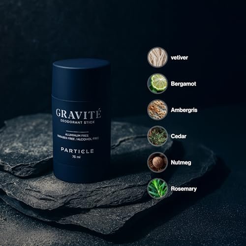 Gravité Deodorant for Men – Aluminum & Paraben Free, Fresh & Invigorating Scent with Bergamot, Grapefruit, Rosemary, Cashmere Wood & Vetiver – Long-Lasting Natural Deodorant 75ml Avelisse