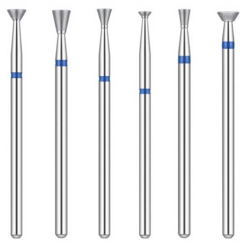 6Pcs Cuticle Clean Nail Drill Bit Set, 3/32" Russian Diamond Nail File Bits, Professional Russian Manicure Safety Carbide Under Cleaner for Cuticles Dead Skin, Nails Prepare Salon Tools with Case
