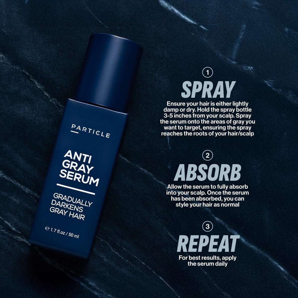 Particle Anti-Gray Serum for Men – Natural Gray Reduction for Hair & Beard with Silverfree™, Vitamin A, Melitane & Allantoin – Peroxide & Ammonia Free Avelisse
