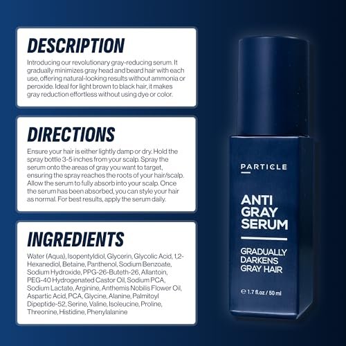 Particle Anti-Gray Serum for Men – Natural Gray Reduction for Hair & Beard with Silverfree™, Vitamin A, Melitane & Allantoin – Peroxide & Ammonia Free Avelisse