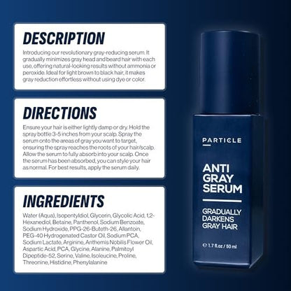 Particle Anti-Gray Serum for Men – Natural Gray Reduction for Hair & Beard with Silverfree™, Vitamin A, Melitane & Allantoin – Peroxide & Ammonia Free Avelisse