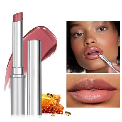 HJXUQIME Hydrating Honey Lipstick 2-Pack – Sheer Tinted Lip Balm with Natural Black Cherry Tint for All Skin Tones (Black + Pink)