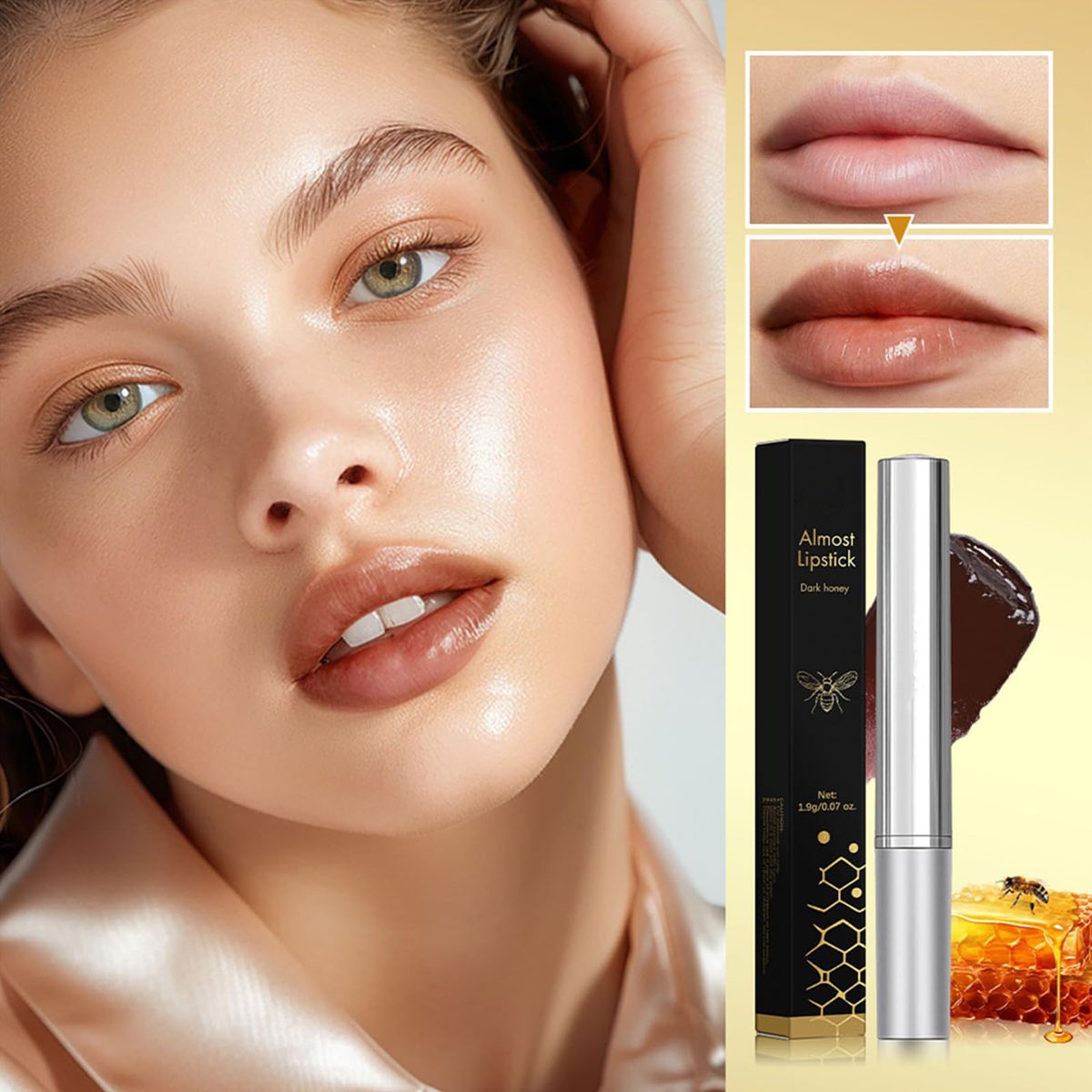 HJXUQIME Hydrating Honey Lipstick 2-Pack – Sheer Tinted Lip Balm with Natural Black Cherry Tint for All Skin Tones (Black + Pink) - görsel 13