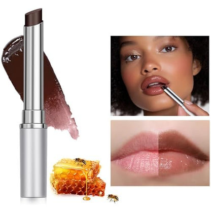 HJXUQIME Hydrating Honey Lipstick 2-Pack – Sheer Tinted Lip Balm with Natural Black Cherry Tint for All Skin Tones (Black + Pink)