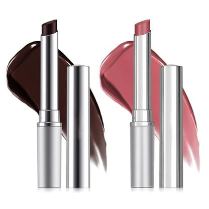 HJXUQIME Hydrating Honey Lipstick 2-Pack – Sheer Tinted Lip Balm with Natural Black Cherry Tint for All Skin Tones (Black + Pink)