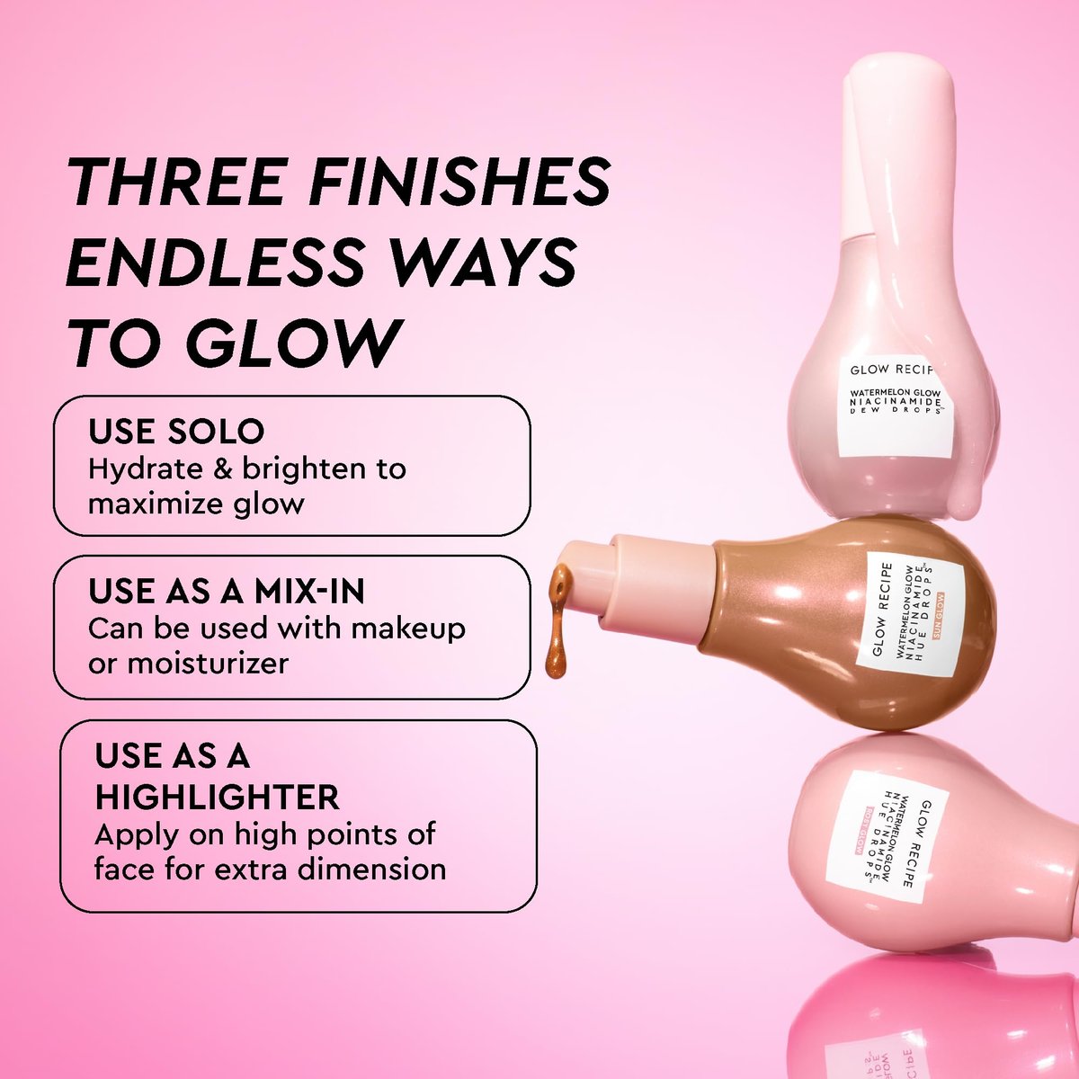 Glow Recipe Dew & Hues Must-Haves Limited Edition Travel Size Gift Set - Niacinamide Dew Drops, Hue Drops Sun Glow & Rosy Glow (15ml Trio) Avelisse