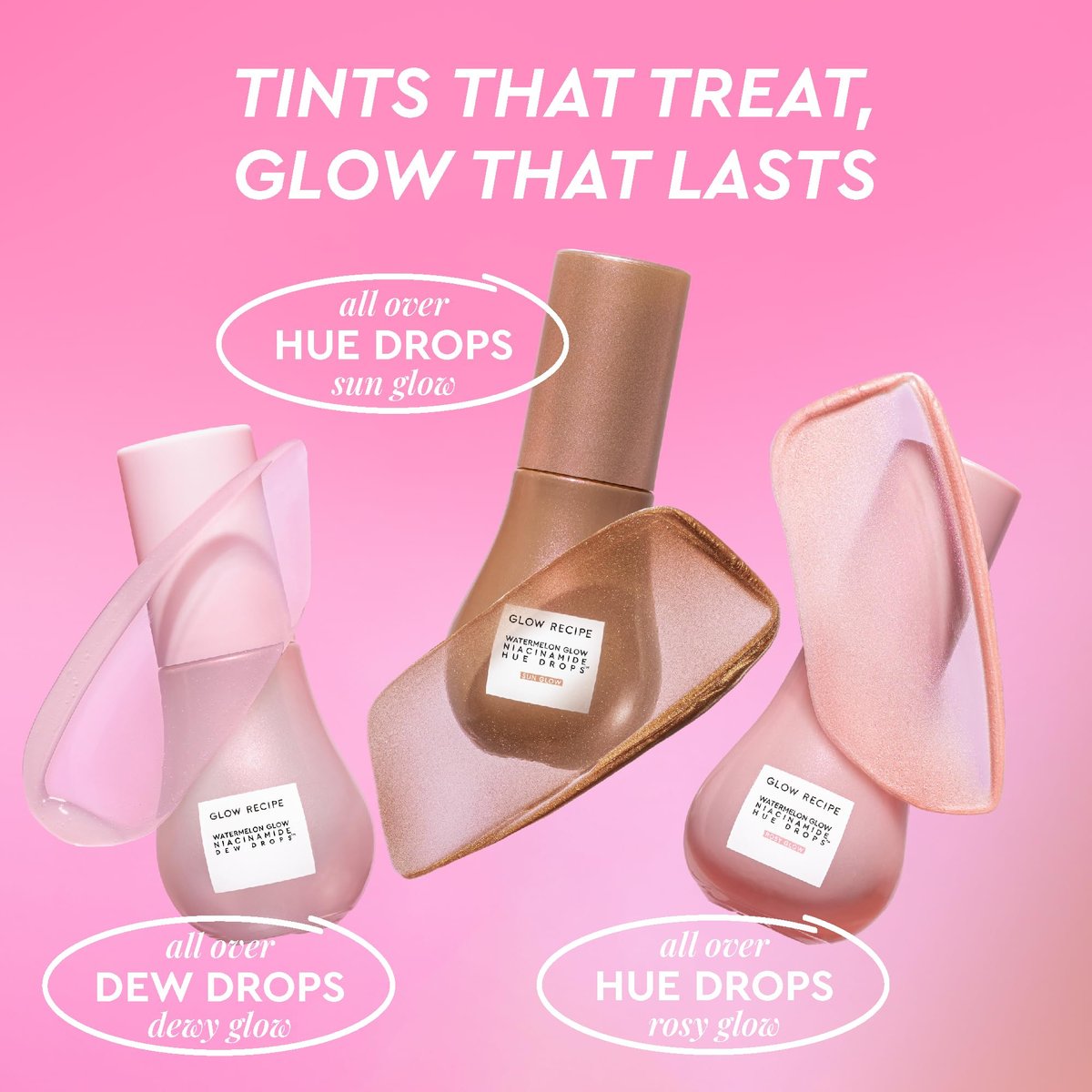 Glow Recipe Dew & Hues Must-Haves Limited Edition Travel Size Gift Set - Niacinamide Dew Drops, Hue Drops Sun Glow & Rosy Glow (15ml Trio) Avelisse