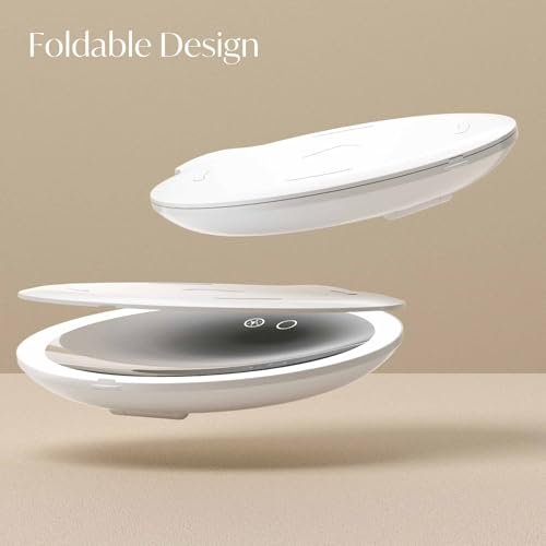 Fancii 10x Travel Magnifying Makeup Mirror with Lights, Rechargeable, Height Adjustable 8" Stand, 3 Dimmable Color Modes (Abigail) - White Avelisse