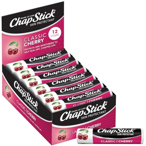ChapStick Classic Cherry Lip Balm Bulk 12-Count – Moisturizing Lip Care for Dry Lips, 0.15 Oz Each Avelisse