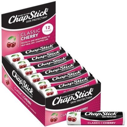 ChapStick Classic Cherry Lip Balm Bulk 12-Count – Moisturizing Lip Care for Dry Lips, 0.15 Oz Each Avelisse