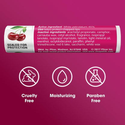 ChapStick Classic Cherry Lip Balm Bulk 12-Count – Moisturizing Lip Care for Dry Lips, 0.15 Oz Each Avelisse