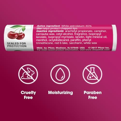 ChapStick Classic Cherry Lip Balm Bulk 12-Count – Moisturizing Lip Care for Dry Lips, 0.15 Oz Each Avelisse
