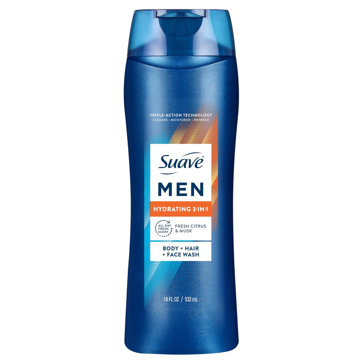 Suave Men Hydrating 3-in-1 Body + Hair + Face Wash with Glycerin & Vitamin E, 18 FL OZ - görsel 1
