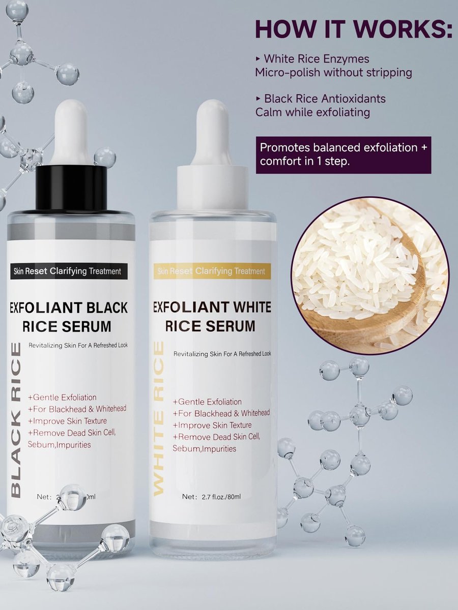 PIVETOS Glow Rice Exfoliant Ampoule Duo – Gentle Soft Peel Exfoliating Face and Body Scrub, Lightweight Hydrating Formula for All Skin Types, 5.4 fl oz (1 Set) - görsel 3