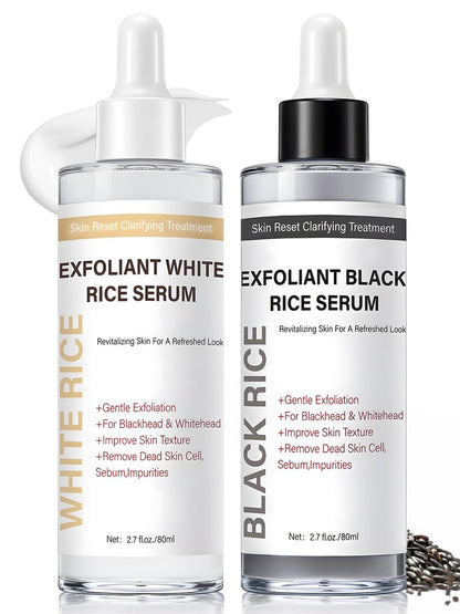 PIVETOS Glow Rice Exfoliant Ampoule Duo – Gentle Soft Peel Exfoliating Face and Body Scrub, Lightweight Hydrating Formula for All Skin Types, 5.4 fl oz (1 Set)