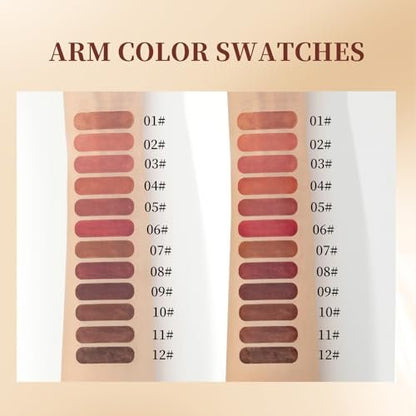Aseawave 12-Color Matte Lip Liner Set – Brown Tone Natural Lip Makeup, Ultra Fine Creamy Long-Lasting Pencils