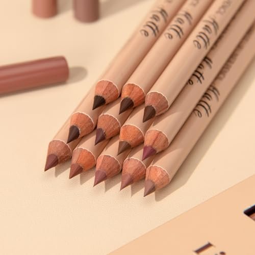 Aseawave 12-Color Matte Lip Liner Set – Brown Tone Natural Lip Makeup, Ultra Fine Creamy Long-Lasting Pencils - görsel 14