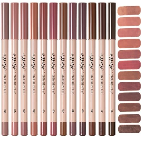 Aseawave 12-Color Matte Lip Liner Set – Brown Tone Natural Lip Makeup, Ultra Fine Creamy Long-Lasting Pencils - görsel 2