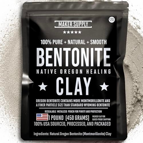 Maker Supply Bentonite Clay 1 Lb Powder – Natural Heavy Metal Detox & Pore Cleansing | Indian Healing Clay Avelisse