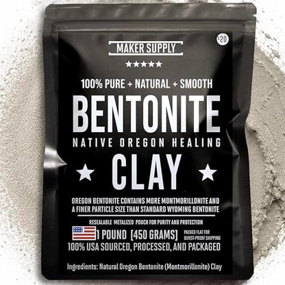 Maker Supply Bentonite Clay 1 Lb Powder – Natural Heavy Metal Detox & Pore Cleansing | Indian Healing Clay Avelisse