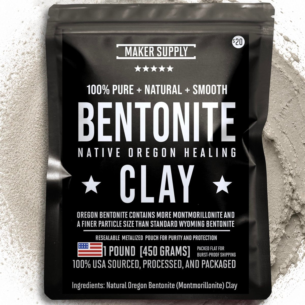 Maker Supply Bentonite Clay 1 Lb Powder – Natural Heavy Metal Detox & Pore Cleansing | Indian Healing Clay Avelisse
