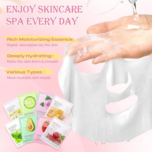 36-Piece Face Mask Skin Care Set for Women – Moisturizing & Hydrating Sheet Masks, Lip Patches, Eye Patches, Face Essence – Spa Gift Set for Self Care, Valentine's Day, Mother's Day, Birthday Avelisse