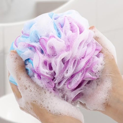6 Pack Bath Loofah Sponge - XXL Large Mesh Pouf Shower Sponge Exfoliating Body Scrubber Shower Scrunchies