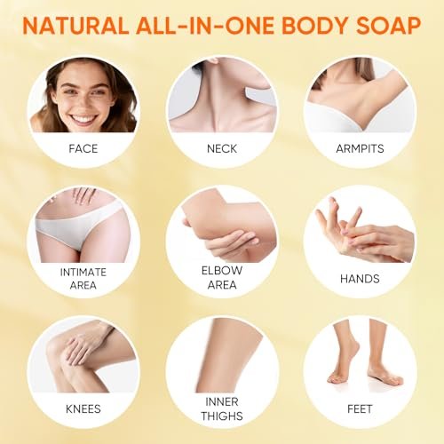 4Pcs Turmeric Soap & Turmeric Face Wash with Brush Skin Care Set - Lemon Turmeric Soap for Face & Body, Daily Facial Cleanser for All Skin Types, Deep Cleansing Turmeric Wash and Care Set Avelisse