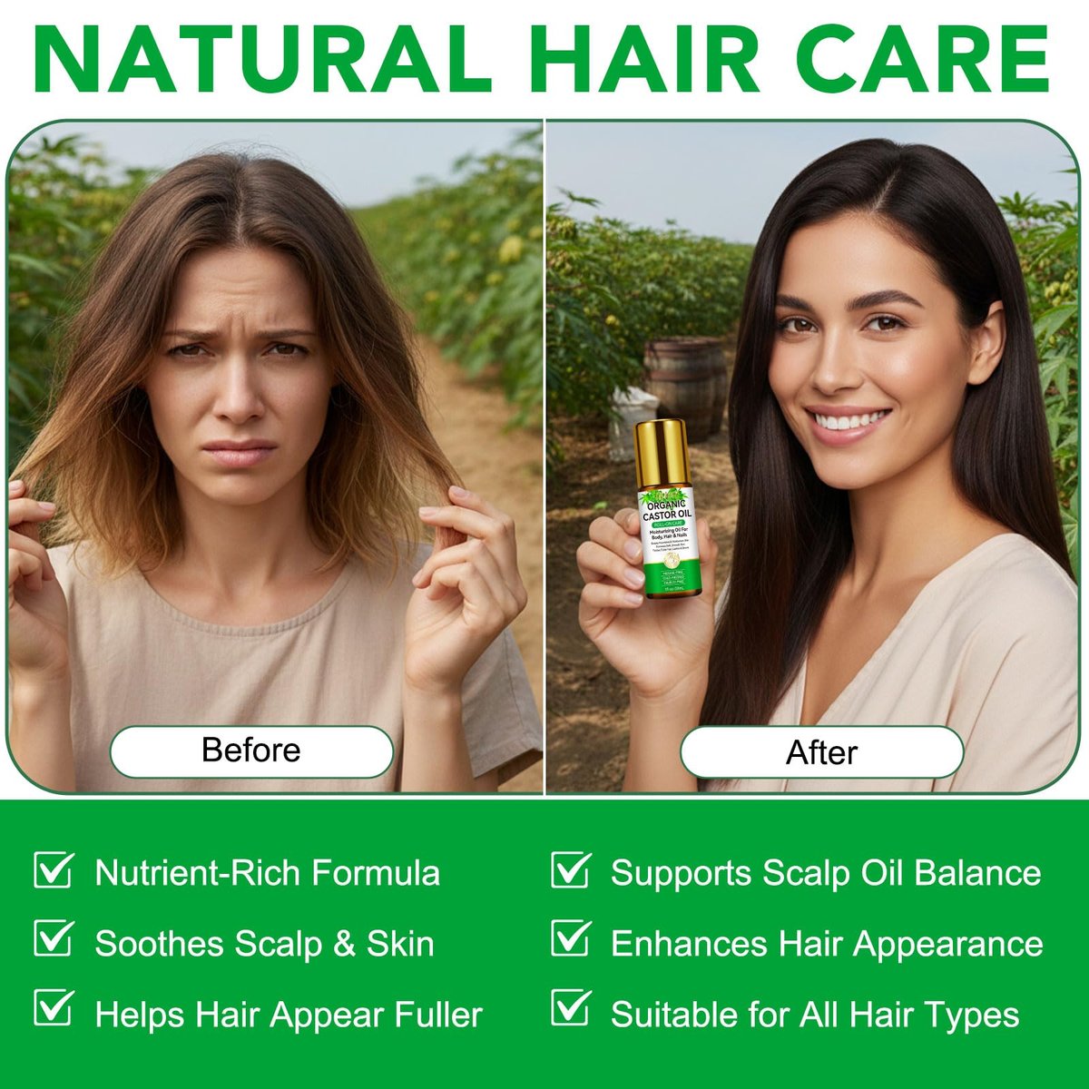 ISUNRISE Organic Castor Oil Roll On - 100% Pure, Hexane Free, Cold Pressed, 1 fl oz - for Belly, Face, Under Eyes, Body, Skin and Hair - görsel 9
